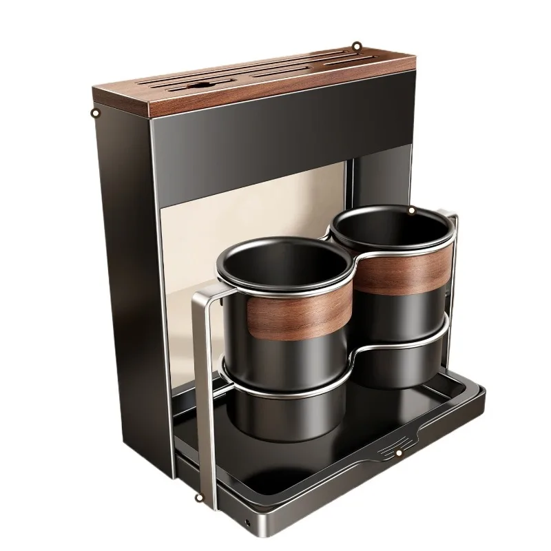 Walnut Wood Knife Block Organizer for Countertop, Solid Wood Knife Storage Rack with Chopstick Holder & Drainage Tray for Home view 6