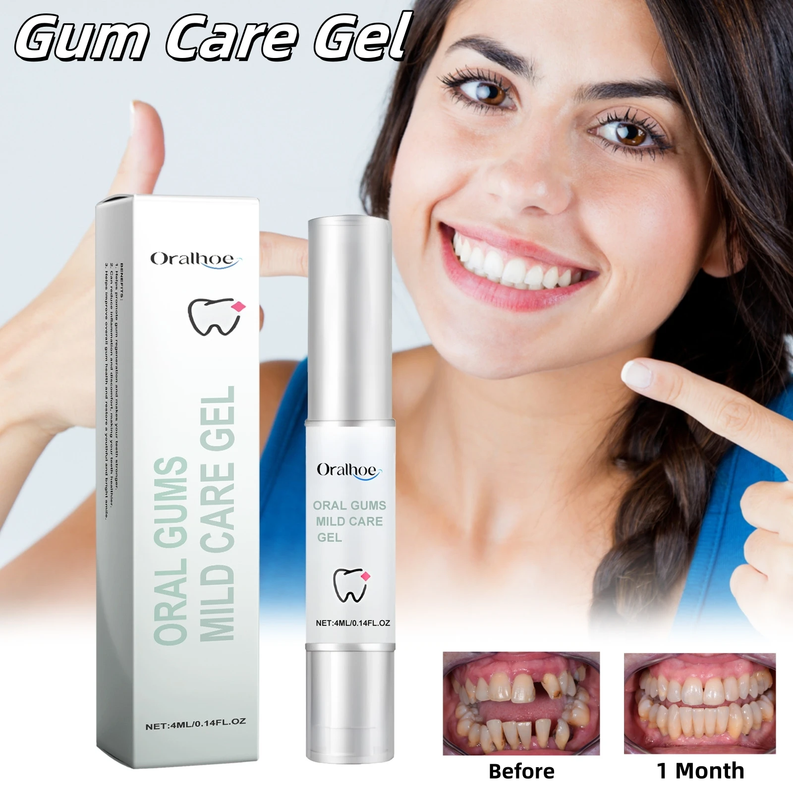 Mild Gum Care Gel Teeth Whitener Improves Gum Health For Gum Inflammation Cleans Teeth and Removes Tea Stains Natural tooth Gel