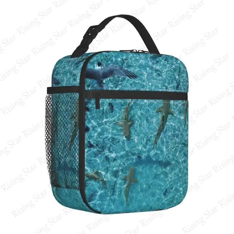 Lunch Bag insulated bag,student thickened waterproof Bento Bag Outdoor Travel Ice Pack, Picnic Bag Travel Ocean Animal Shark