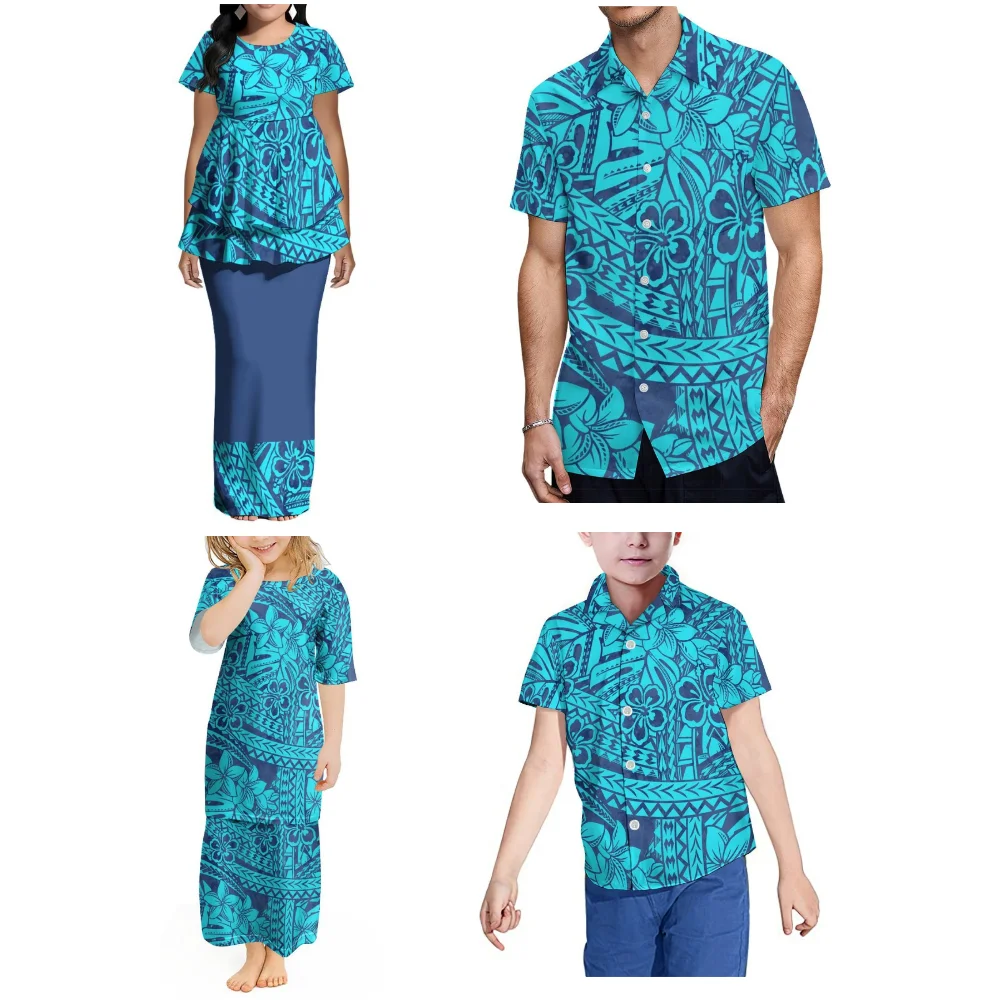 Summer Puletasi Custom-Made Women'S Clothing - Polynesian Family-Style Dress With Double-Layered Hem Women'S Skirt Pattern