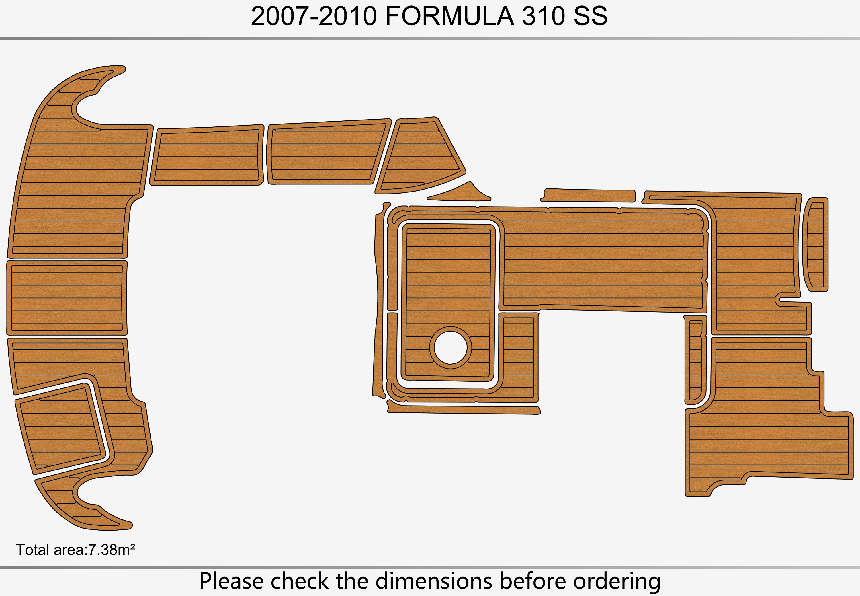 Eva foam Fuax teak seadek marine floor For 2007-2010 Formula 310 SS Cockpit Swim platform 1/4