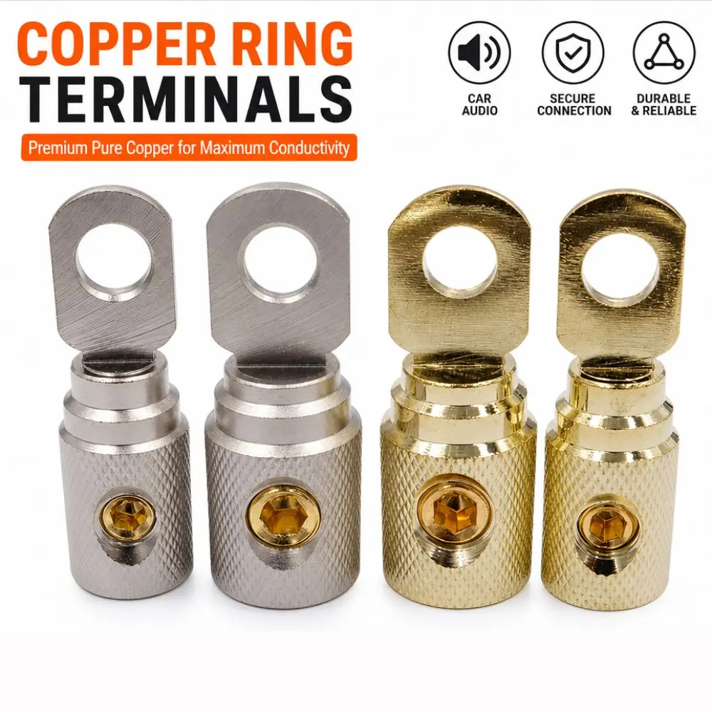 Durable O-Type Car Audio Connector 0GA 4GA 8GA Brass Amp Input Reducer Car Audio Modified Connector