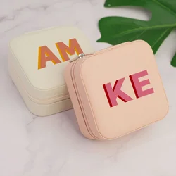 Shadow Monogram Travel Jewelry Case Personalized Gifts Leather Travel Jewelry Box with Name Bridesmaid Proposal Gifts for Her