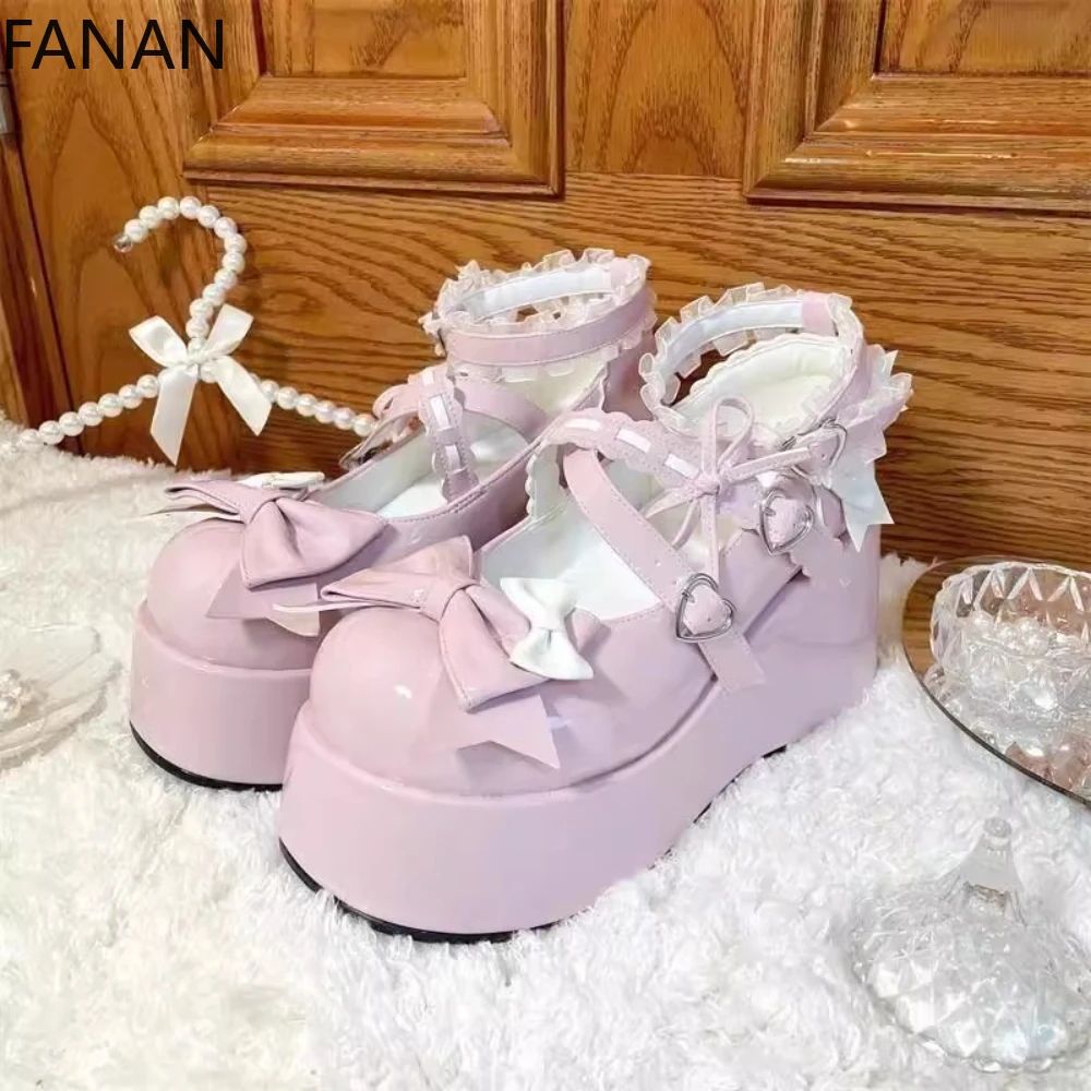 

Новинка 2023 года, туфли на плоской подошве в стиле Лолиты Y2k, женские летние кружевные кожаные туфли JK, повседневные туфли-лодочки принцессы на платформе