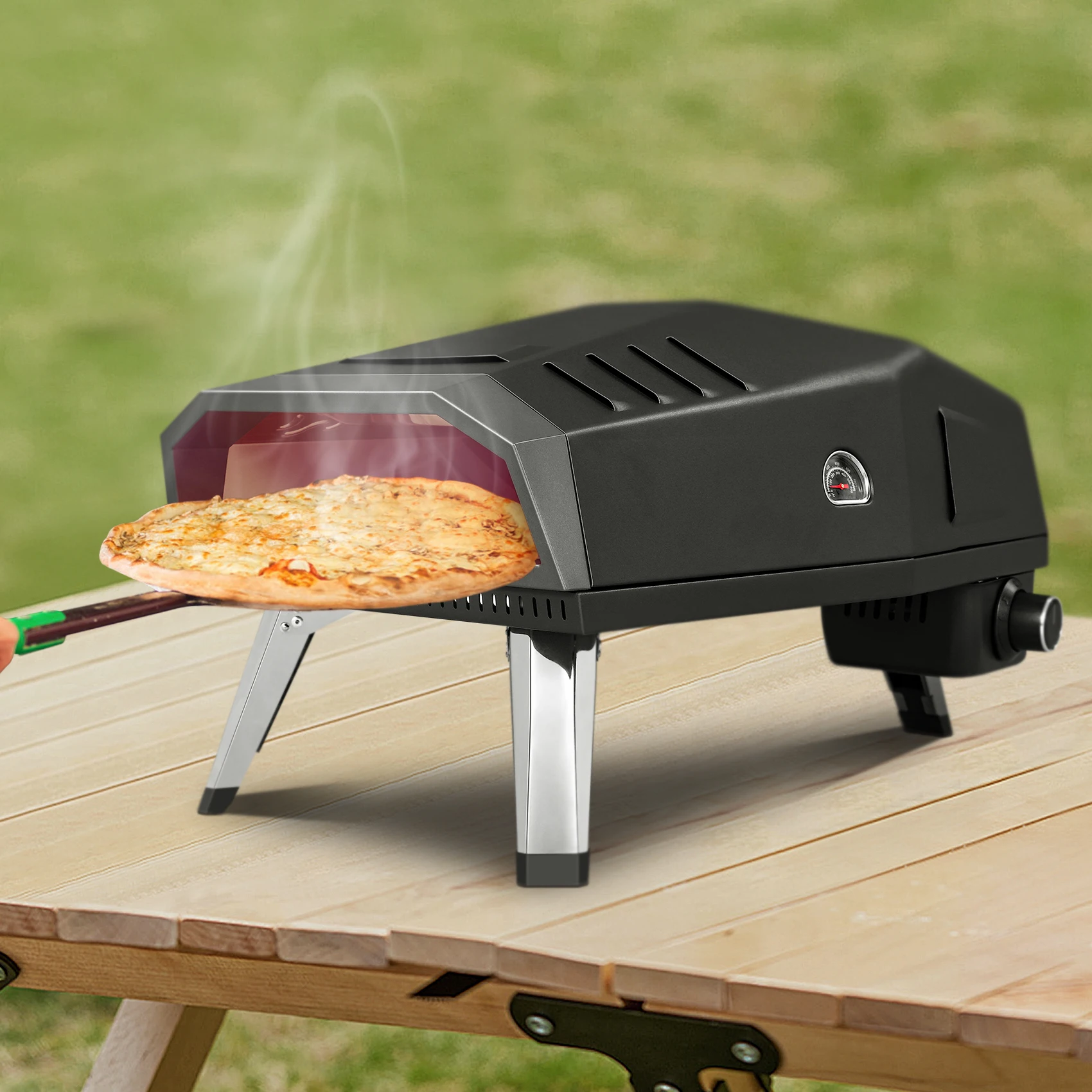 

Печь для пиццы 12 дюймов, уличная печь для пиццы BOINN со складной конструкцией, портативная уличная газовая печь на пропане со встроенным термометром