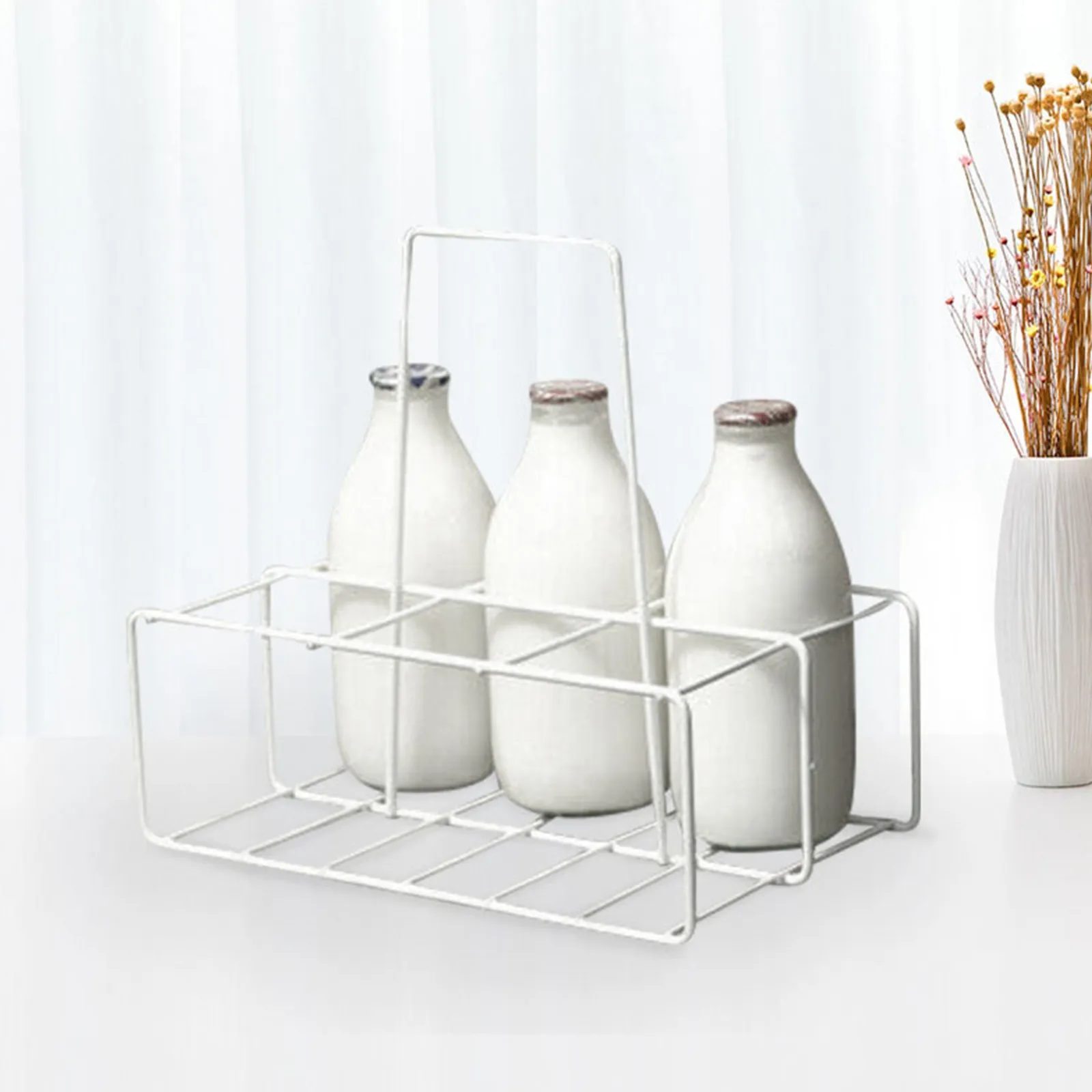 

Уникальный дизайн, железный держатель для молочных бутылок, подставка с ручкой, водонепроницаемый, устойчивый к старению контейнер для хранения пивных бутылок