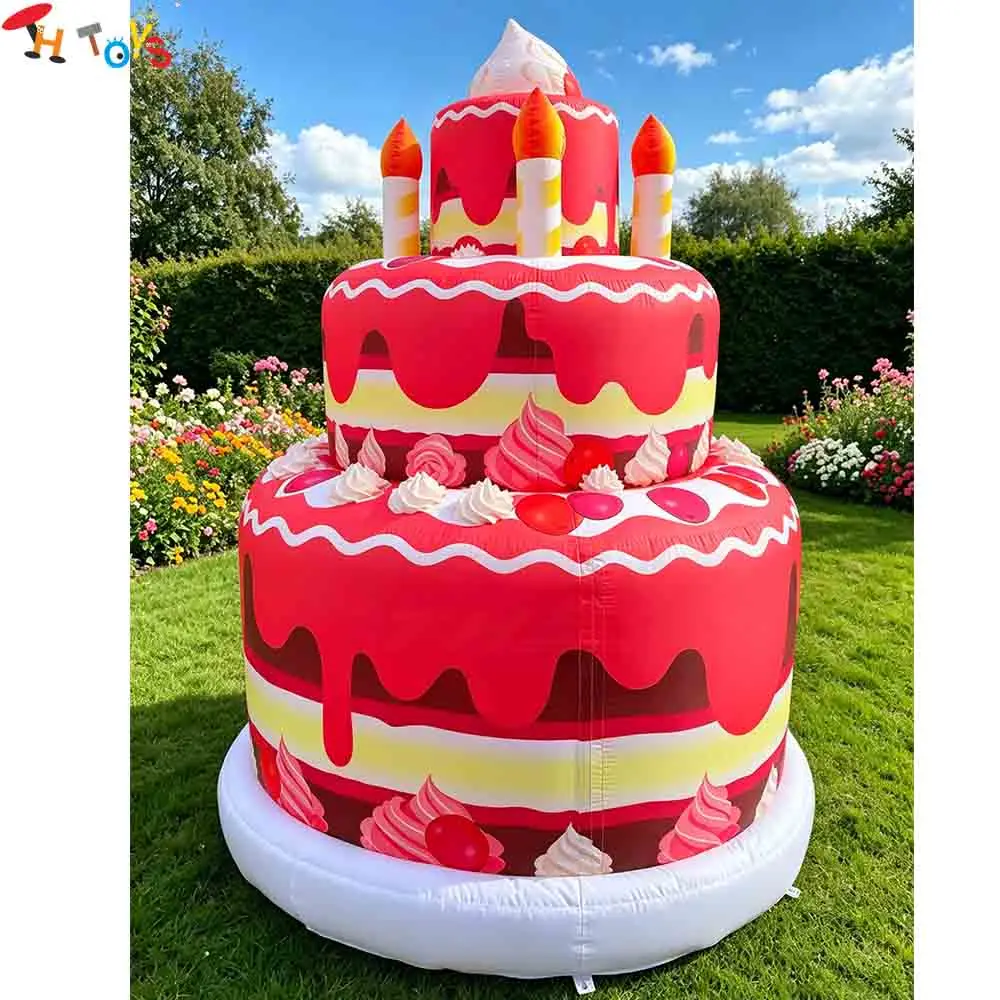 

Fast Shipping Giant Inflatable Cake Model for Advertising Strawberry Flavor Birthday Cake Inflatable Balloon