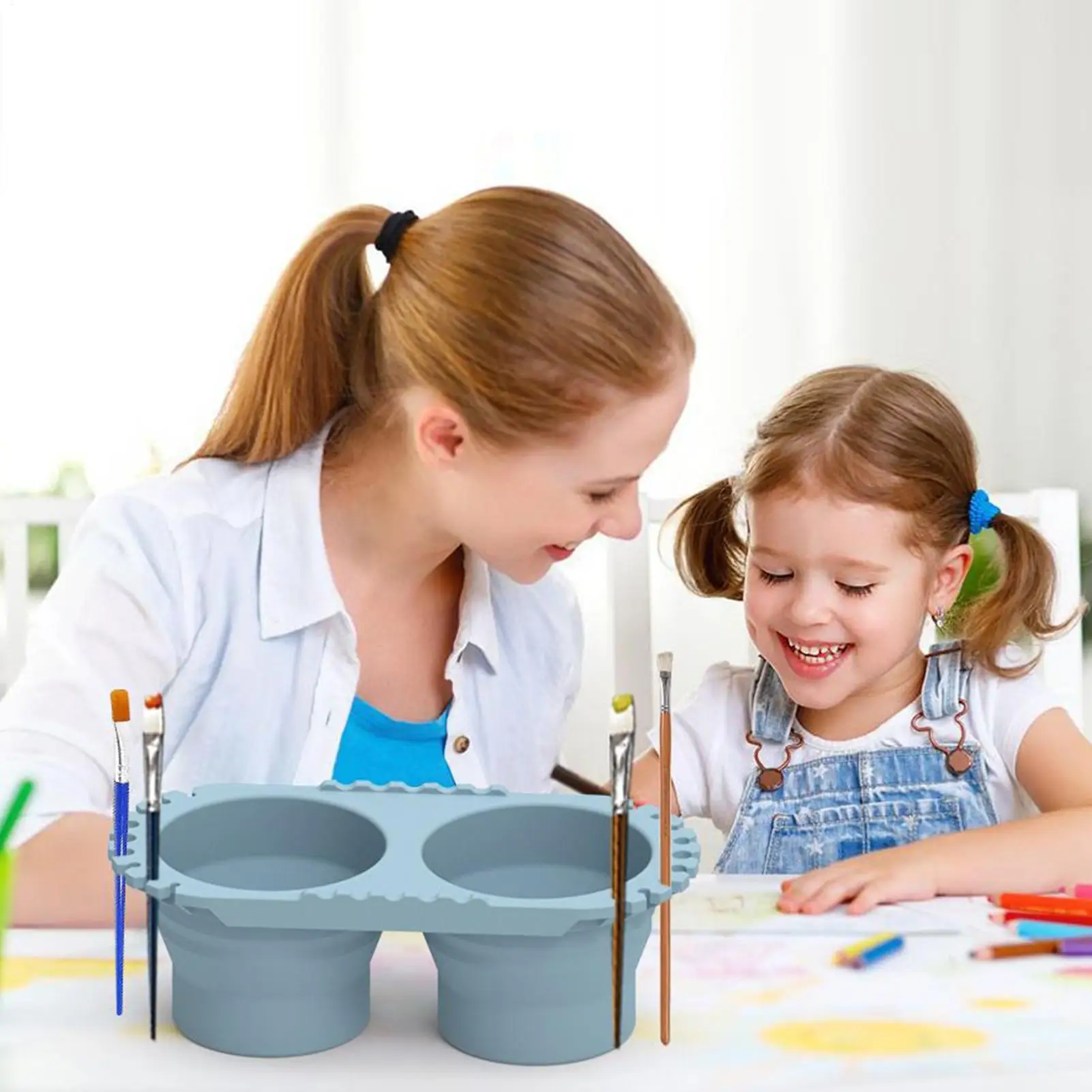 3In1 Pen Washing Bucket Foldable Art Silicone Water Bucket Water Powder Pigment Bucket Color Mixing Painting Brush Washer