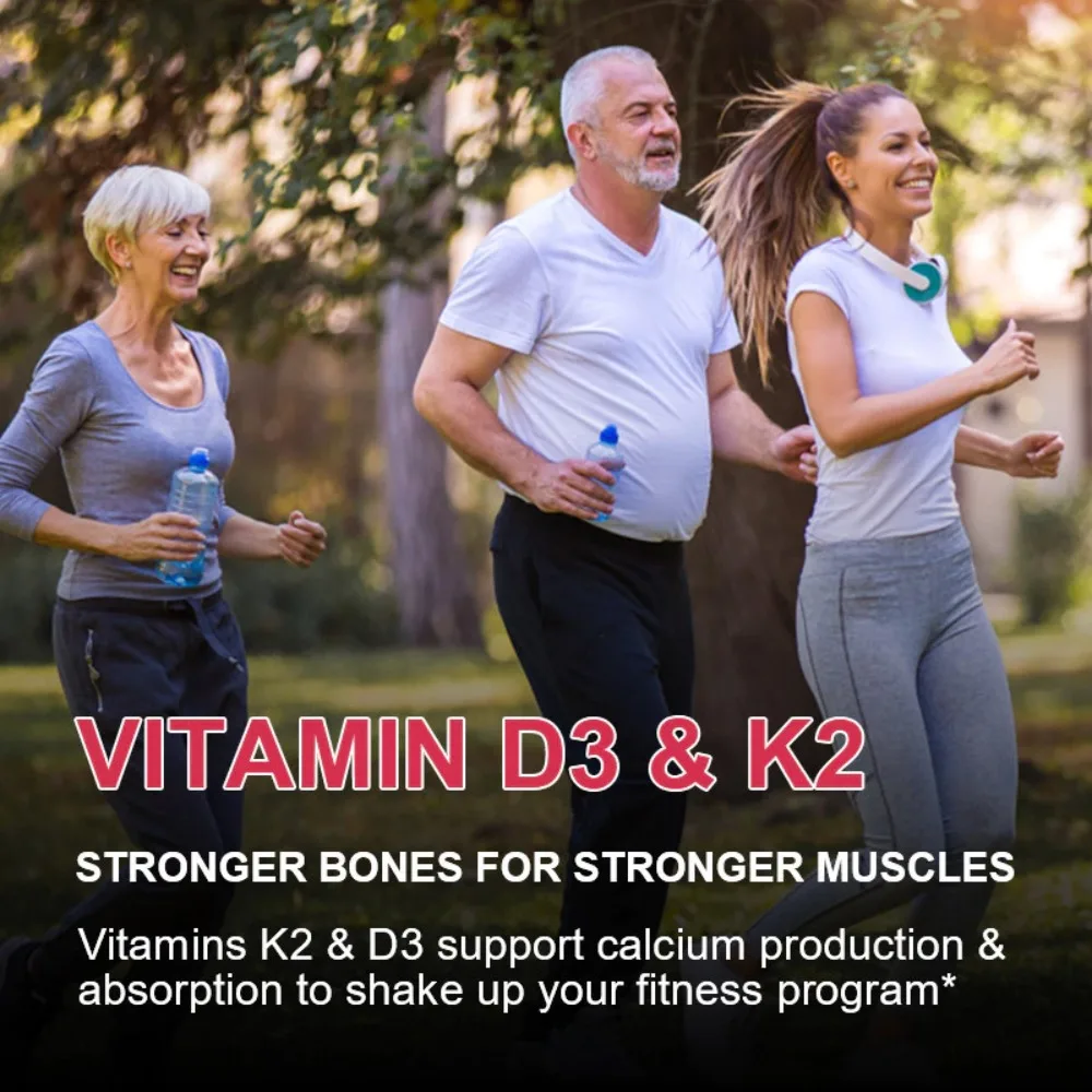 1000 IU Vitamin D3 + 45 Mcg Vitamin K2 Gummies for Bone & Joint Health Increase Immunity Promotes Healthy Muscle Function