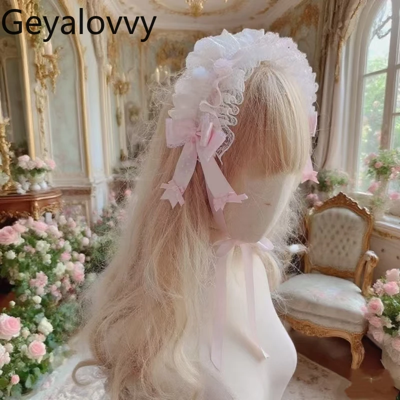 ファッションアクセサリーオリジナルロリータヘッドバンド甘いレースのリボンかわいいバレエスタイルは蝶ハート帽子と組み合わせることができます