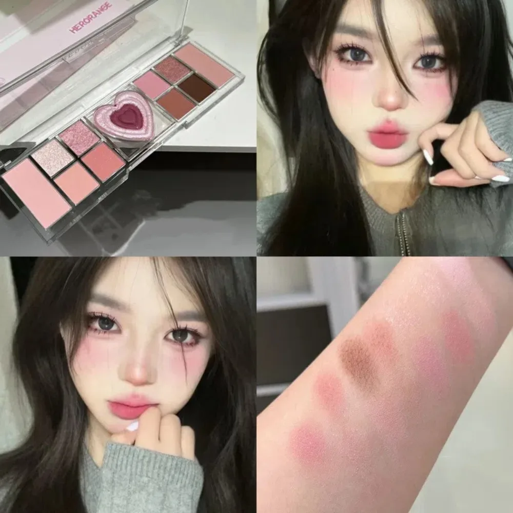 พาเลทท์อายแชโดว์ 12 สี รุ่น Love Heart พร้อมบลัชออนกลิตเตอร์ เครื่องสำอางแต่งหน้า บลัชออน ไฮไลท์เตอร์ ออลอินวัน สำหรับความงาม