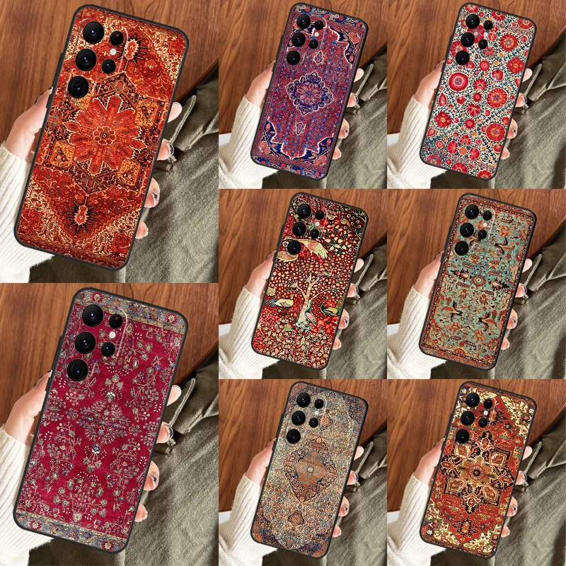 Persian Carpet Floral Pattern Case For Samsung Galaxy S22 Ultra S20 FE S21 FE Note 10 20 S8 S9 S10 S23 Plus Phone Cover