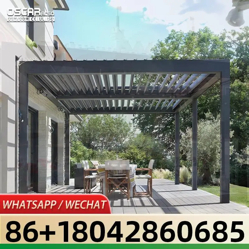 Motorized Aluminum Louvre Electric Roof Kits for Balcony Patio Outdoor Use pergola