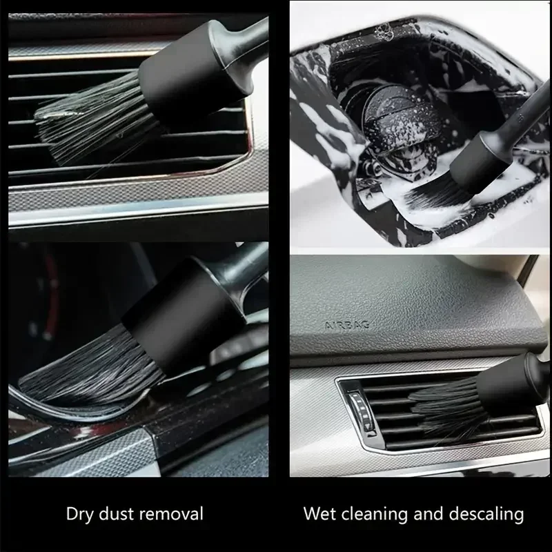 Juego de cepillos para detalles de automóviles de 5 piezas, juego de limpieza para detalles de automóviles, utilizado para limpiar el tablero interior y fuera del vehículo