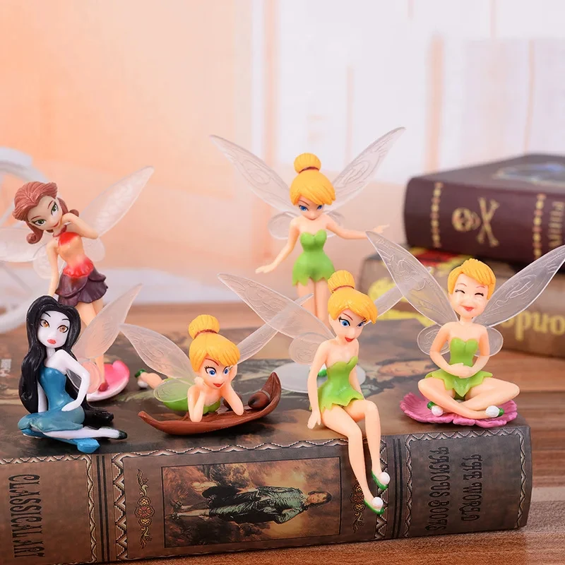 6 szt./zestaw Anime Figurki Akcji Tinkerbell z bajek dla dziewczynek, Tinker Bell, PVC