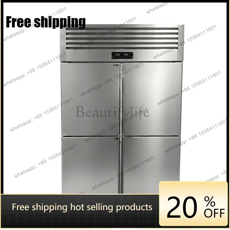 LSfour-door refrigerator commercial copper pipe freezing double temperature vertical kitchen fresh-keeping cabinet refrigerated