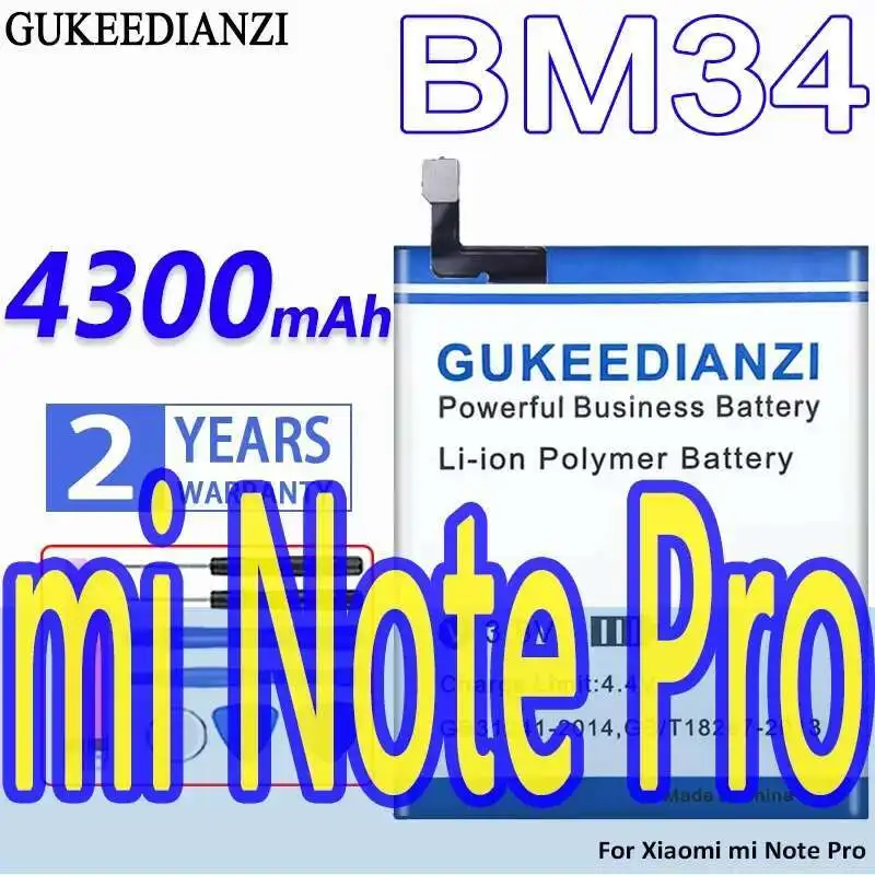 

Надежная замена аккумулятора для мобильного телефона Xiaomi MI Note Pro 4300 мАч, долговечный BM34