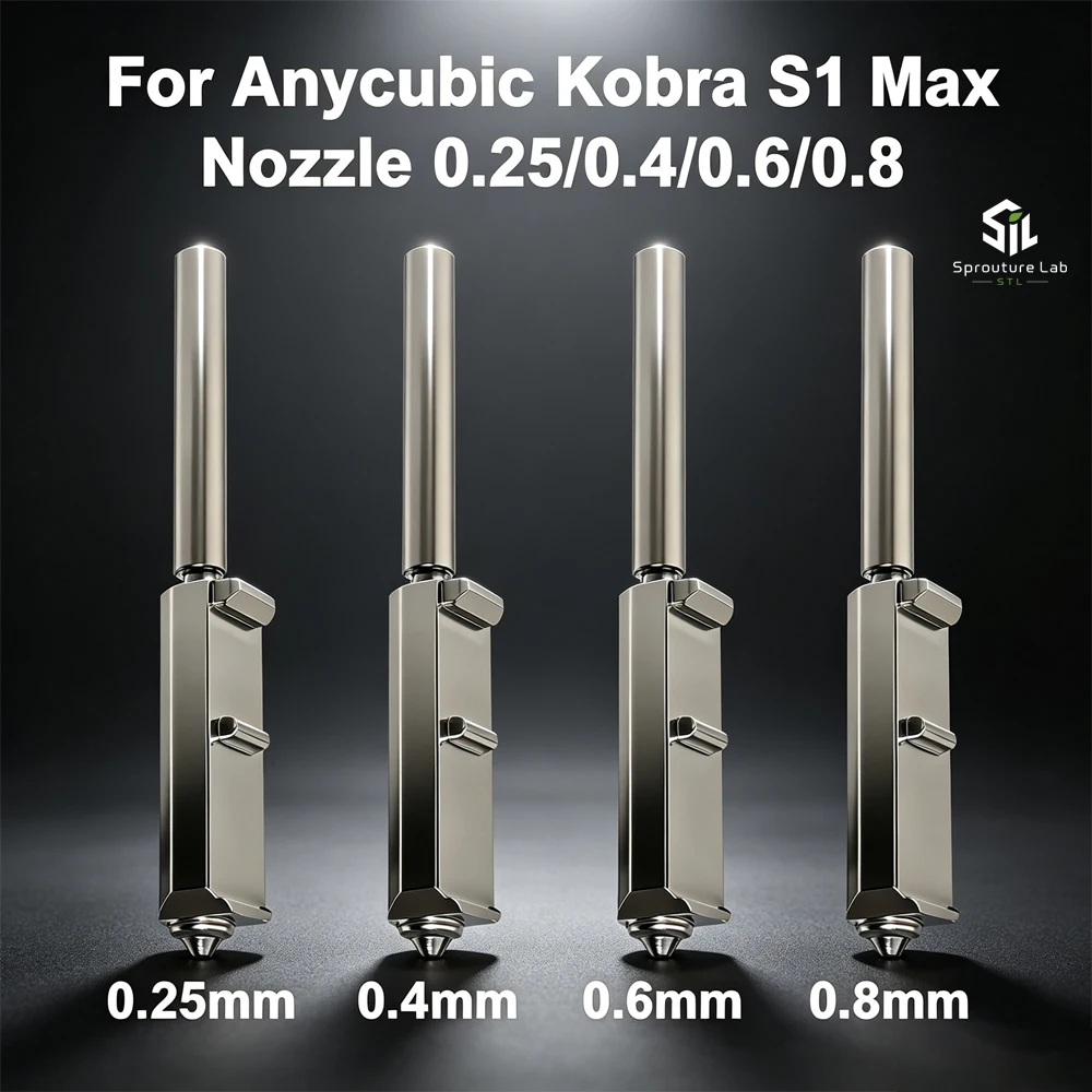 Für Anycubic S1 Max Düse, Bimetallische Hot-End-Düsen, Druckkopf-Baugruppe 0,25/0,4/0,6/0,8mm für Anycubic Kobra S1 Max Zubehör
