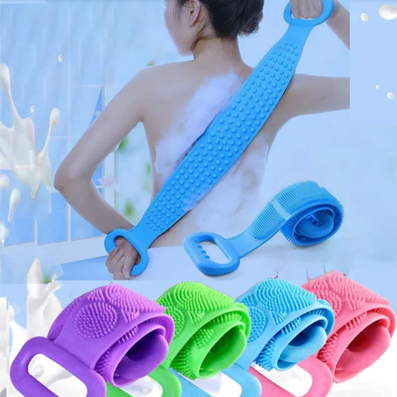 

Silicone Bath Brushes Body Scrubber Shower Female Exfoliating Brush Belt Back Scrub Body Cleaning Strap Spa Accessories