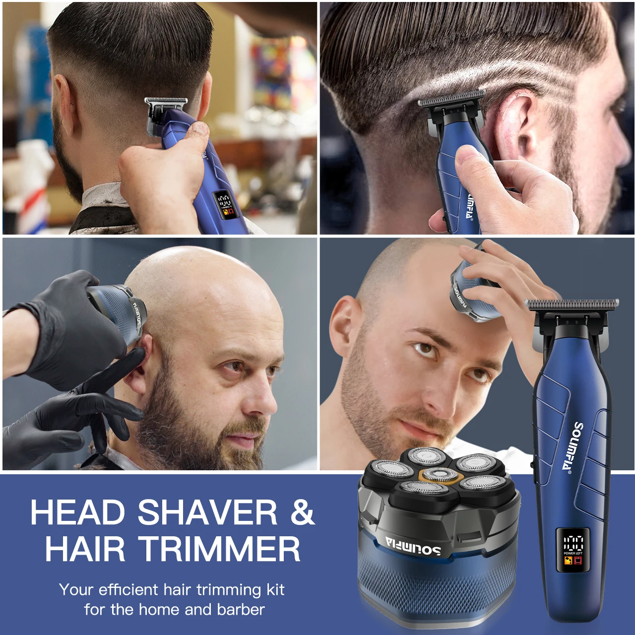 Solimpia Electric Hair Clippers for Men Magnetic Attraction Beard Trimmer Oil Head Carving Haircut Machine Whitening Kit Two-Piece Set