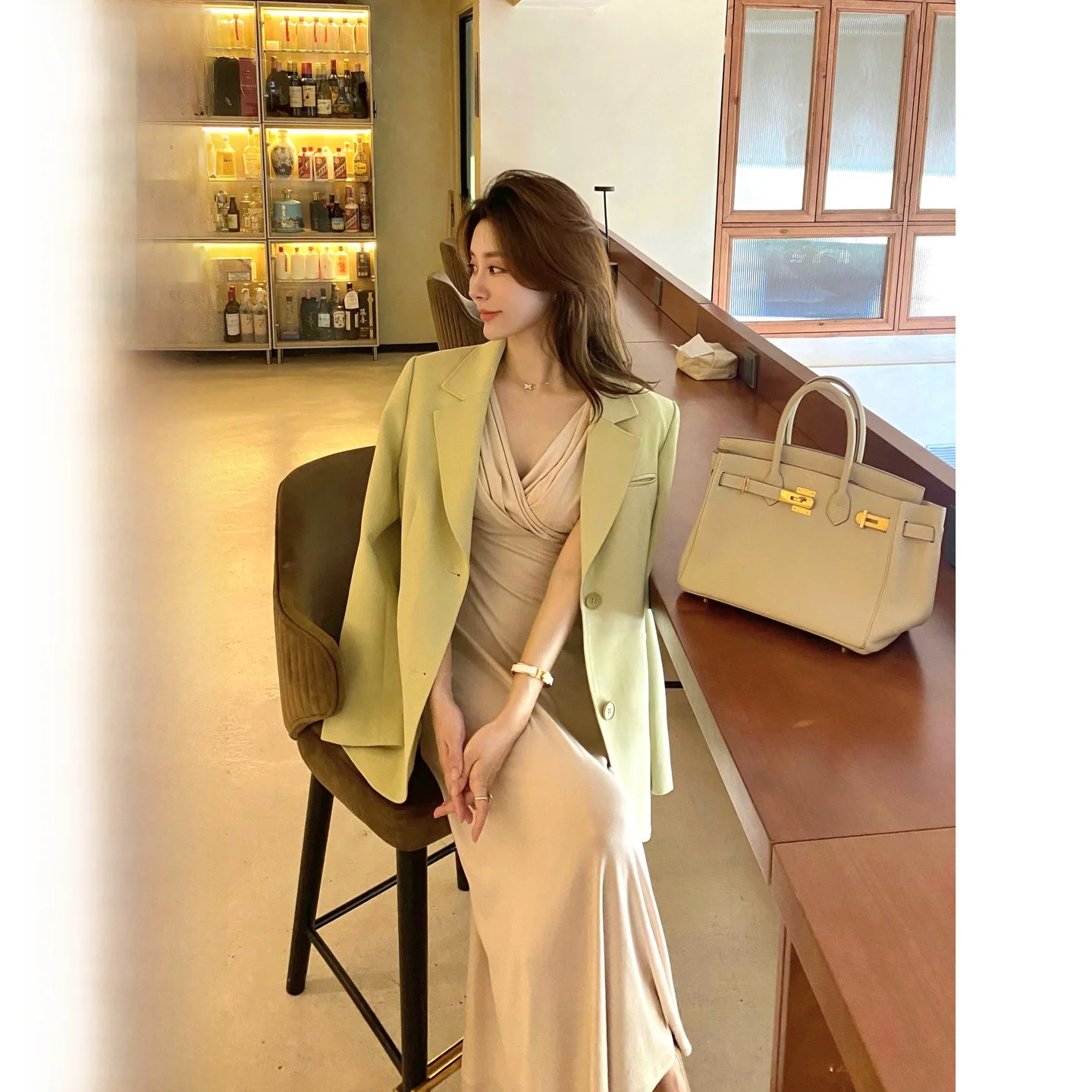 

CCZEE ternoon Sweet Tea Casual Loose Women's Suit Coat Spring Early Faionable Tapered Arch Needle Collar Westwear