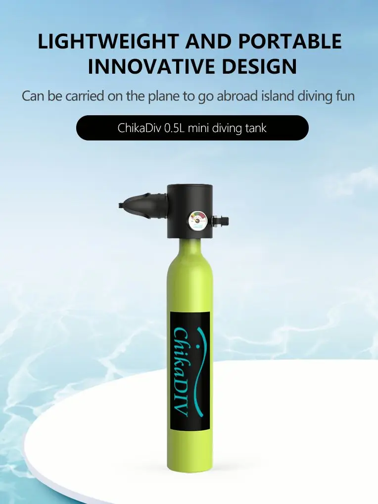 Chikadiv 0.5L Mini Scuba Tank Oxygen Cylinder Scuba Diving Snorkel Equipment Diving Accessories Snorkeling Set Smaco