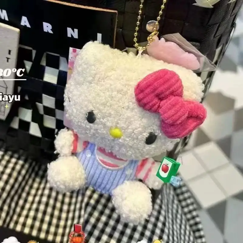 anime   Hello Kitty   juguetes de peluche   Colgante de llavero   Kawaii   relleno de algodón pp   Muñeca de 10CM   Decoración de embalaje de libros de pareja.   Regalos navideños