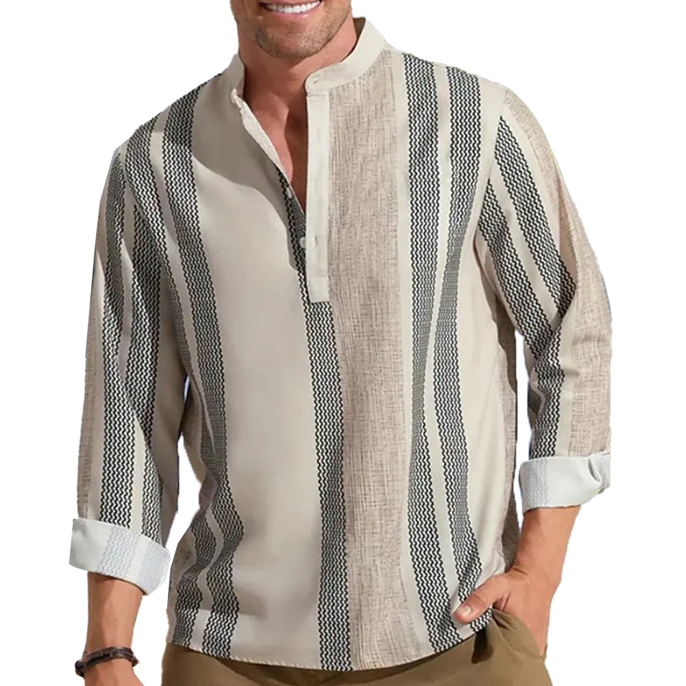 Tops Mens Shirt Tees V-Neck Appointments Beach Casual Daily Long Sleeve Loose Office Party Polyester Comfy Fashion