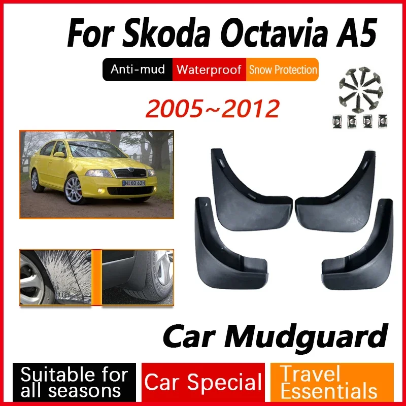 

Car Wheel Fender For Skoda Octavia A5 2005~2012 Antifreeze Front Rear Mud Guard Flap Flares Splash Mudflaps Kit Auto Accessories