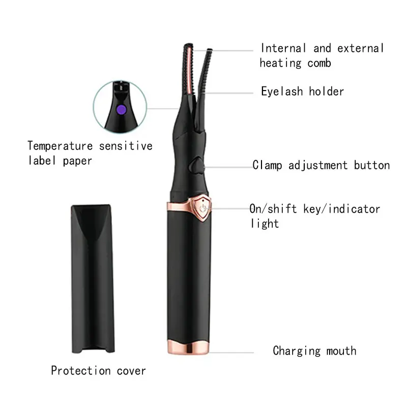 Portable 3 Temperature Mode Heated Eyelashes Curling Tool Electronic USB Natural Fake Eye Lash Curler Beauty Supplies