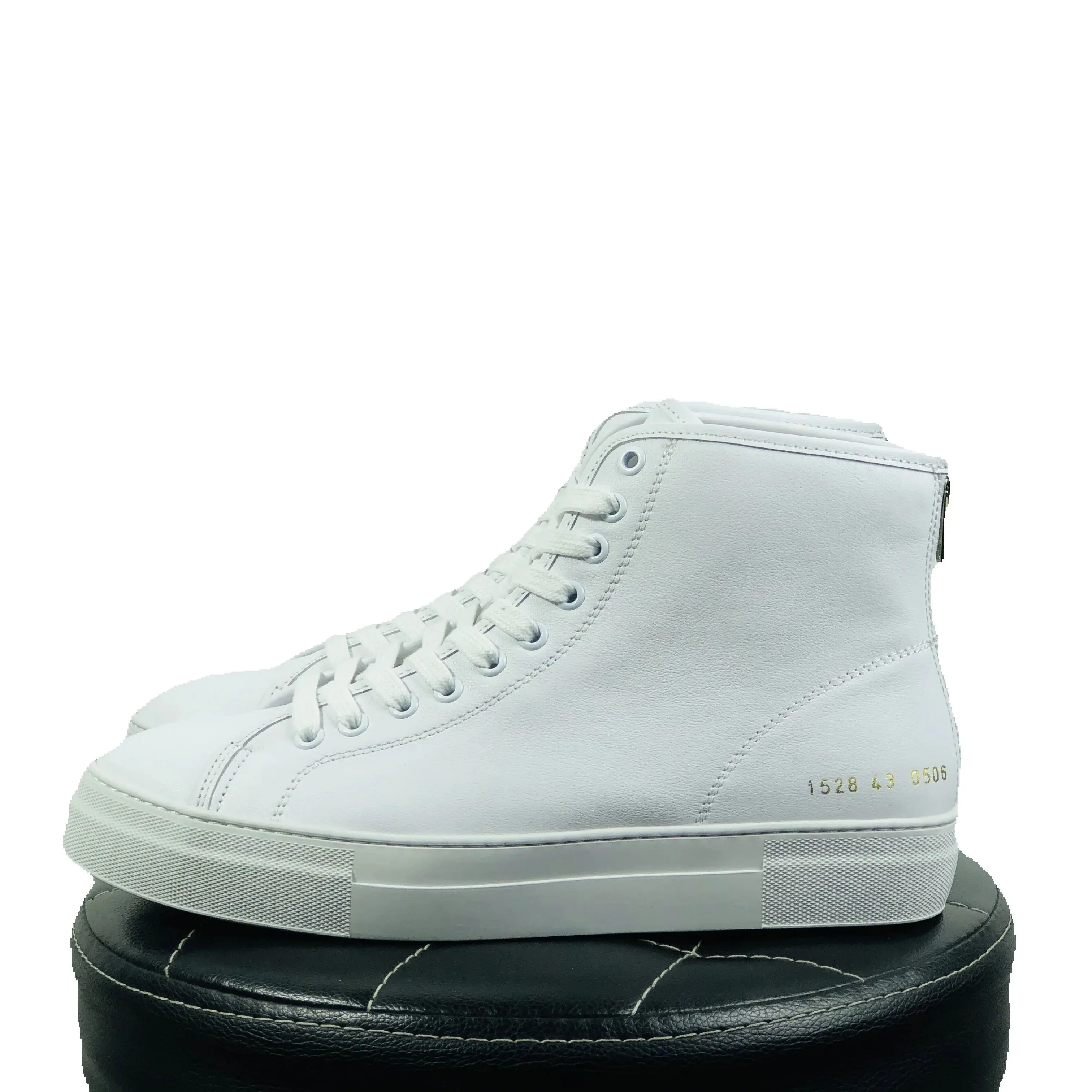 

Men's High Top Shoes Genuine Leather Casual Boots Luxury Trainers Zip High Street Sneakers Autumn Flats White Shoe