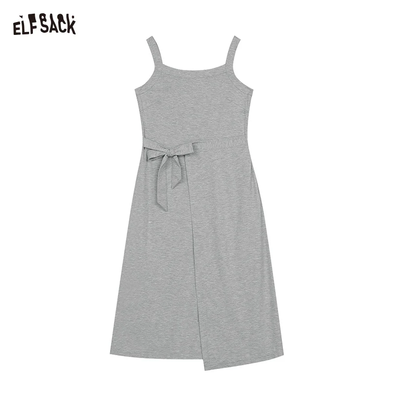 ELFSACK 2024 Summer New Arrivals Grey casual camisole dress for women, sleeveless vest dress