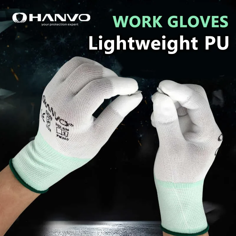 10 Pairs PM300 Nylon PU Coated Gloves - Lightweight, Breathable, Durable & Soft, Ideal for Hardware Assembly & Precision Work