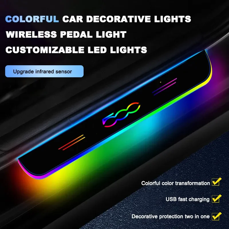Luz LED inalámbrica para umbral de puerta de coche, para Fiat 500, 500c, 500l, 500x, 500e, Abarth, Punto, Bravo, Panda, Stilo, Siena, Tipo, Toro, ALBEA, DUCATO