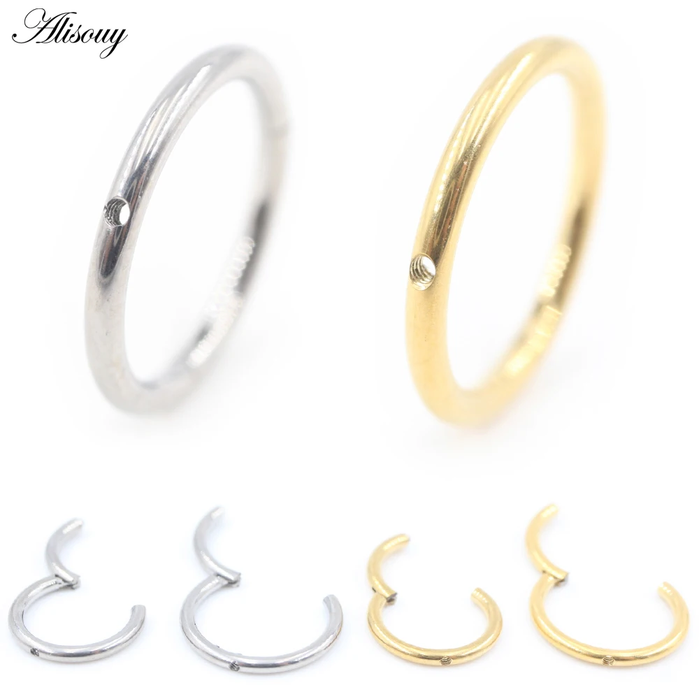1PC Titanium Internal Threaded Top Segment Hinged Replaceable Nose Rings Ear Earring Captive Helix Tragus Piercings Body Jewelry