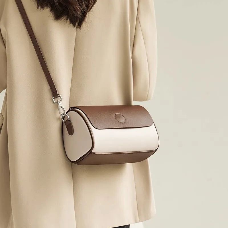 

Minimalist 2025 Barrel Shoulder Bag, Sophisticated Round Crossbody Purse, Elegant Top Handle Bag for Everyday Use & Summer