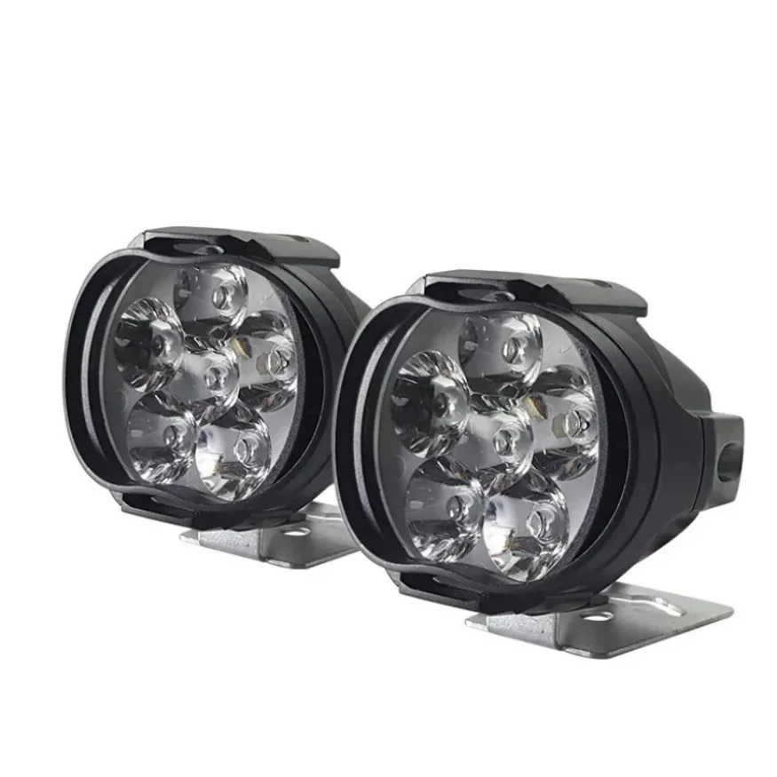 Motorcycle Headlights LED White Super Bright 6LED Working Front Light Motorbike Fog Lamp 1600LM Scooters Spotlight 1SET