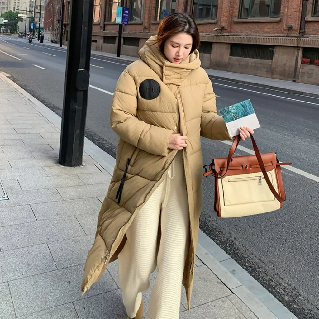 

Women's Thickened Hooded down Cotton-Padded Coat Over-the-Knee Korean Style Winter Outerwear for Students Bread Coat