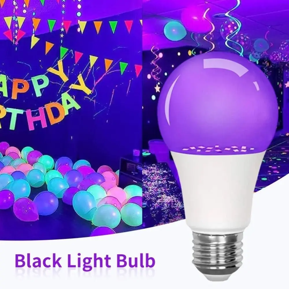 Blacklight Ultraviolet Lamp UV Purple Bulb 360 Glow Atmosphere UV Light Bulbs E27 10W Purple Black Light Bulb Bar Decoration