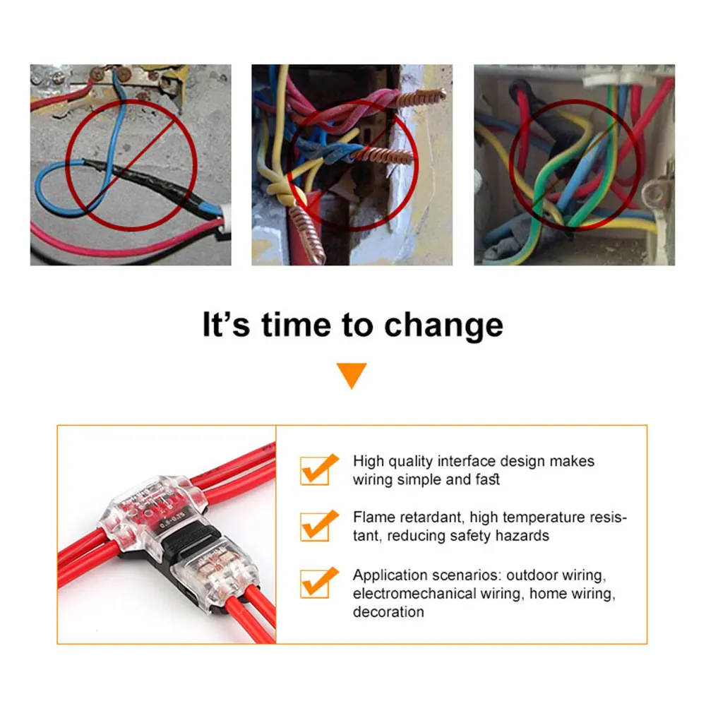 10PCS Quick Splice I/T Type Locking Wire Connector Crimp Terminal Block Toolless Snap Splitter No Stripping Cable Connectors