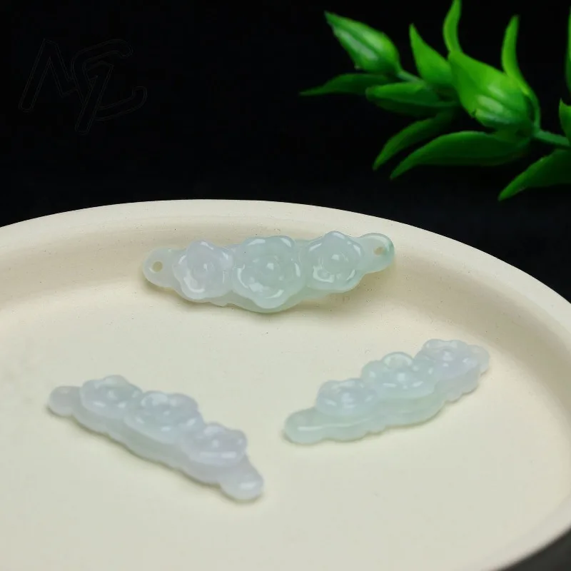 1pc Natural Jadeite Emerald Flower Hand Card DIY Accessories Luxury Jewelry Fashion Jewelry Exquisite Real Charms Gift Women Men view 4
