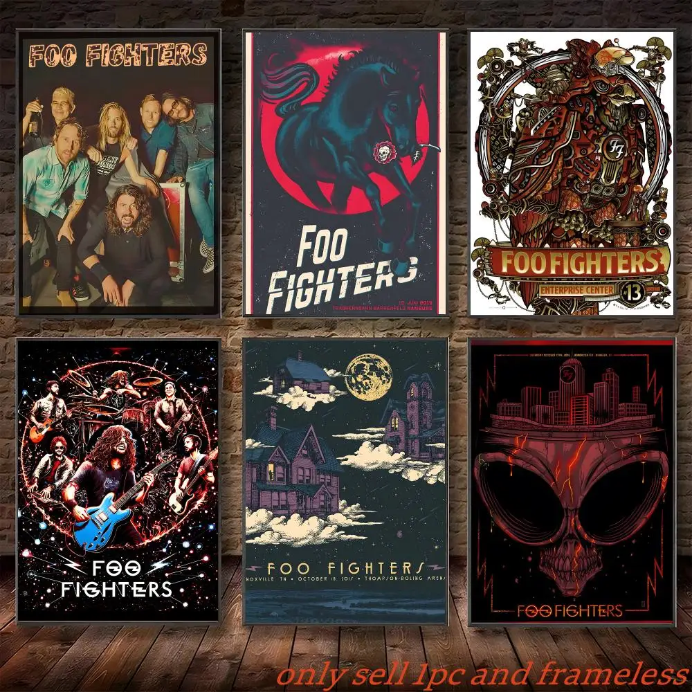 Rock Band Foo Fighters-Music Poster Self-adhesive Painting with prints Home bedroom living room decoration