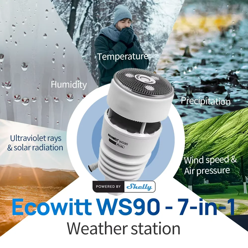 Ecowitt WS90 7-in-1 Weather Station Powered by Shelly