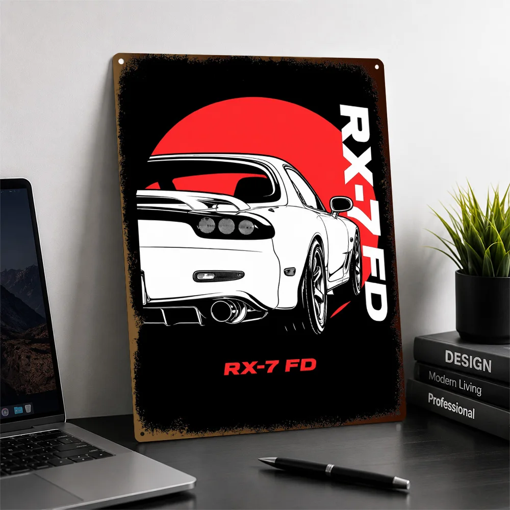 Japan RX-7 FD Vector Sports Car Aluminum Poster Personalized Metal Sign Bold Color Culture Wall Art Made For Design Collectors