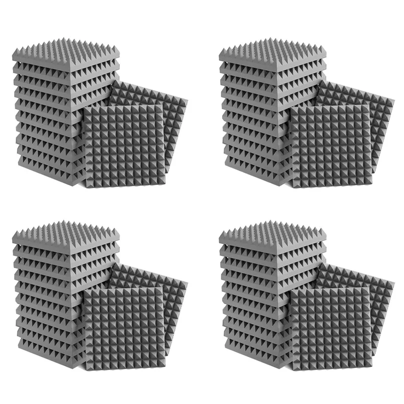 

【Must-Haves】48 Pack Self-Adhesive Sound Proof Foam Panels 2Inch X 12Inch X 12Inch Acoustic Panels, For Home Studio Office