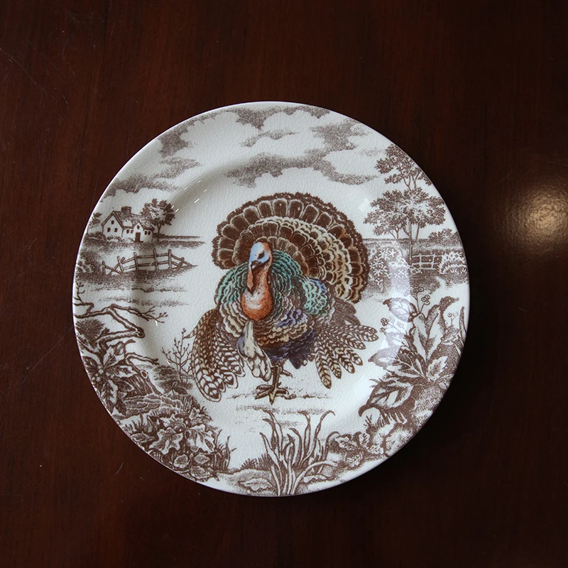 American Thanksgiving Ceramic Plate Turkey Dining Plate Home Western Restaurant Steak Plate Creative Kitchen Tableware Platos