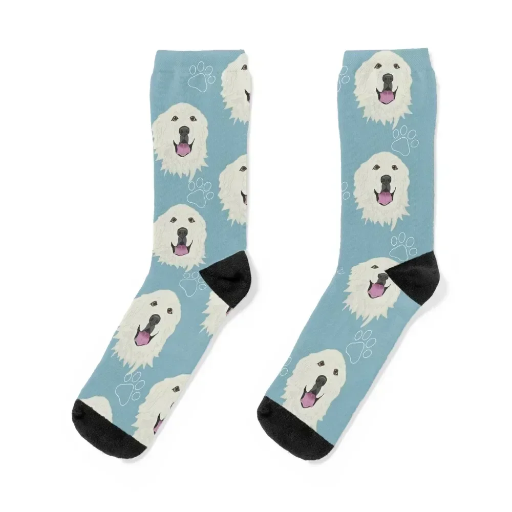 

Great Pyrenees Pattern - голубые носки, свободные баскетбольные новогодние футбольные мужские носки, роскошные брендовые женские носки