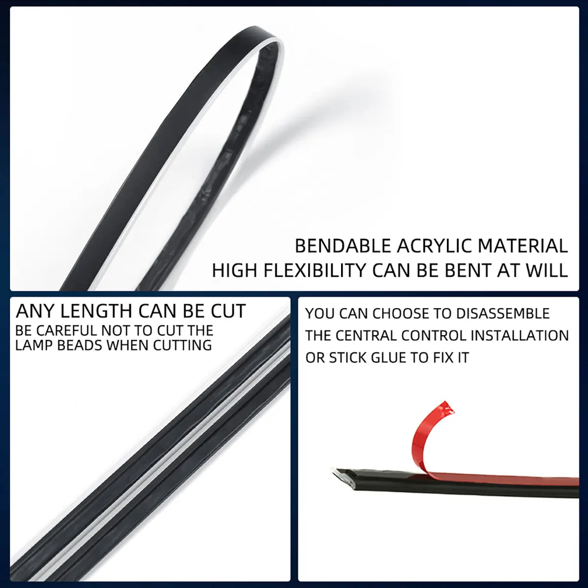 2 in 1 Full Color Car Led Interior Symphony Atmosphere Light Streamer Acrylic Guide Fiber Optic Universal Auto Ambient Light