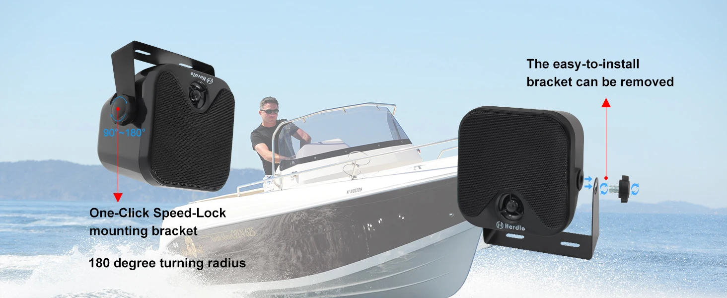 Herdio 4 Zoll Hochleistungs-Wasserdichte Boots- und Marine-Lautsprecher für den Außenbereich, Oberflächenmontage für Skid Steer, ATV, UTV, RZR, Golfwagen, Boot – Detail 3
