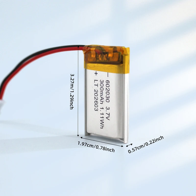 KOSHARE 602030 3.7V 300mAh Li-polymer Rechargeable Battery With Wire Connector For Bluetooth Headset Speaker Monitor Self-Timer